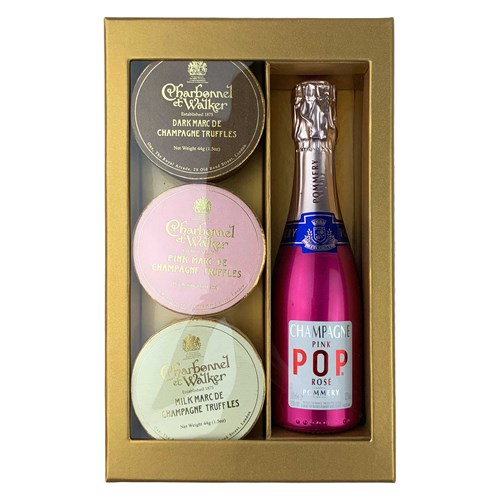 Pink Pop 20cl Champagne & Truffle Trio Set - Delivered to Your Door